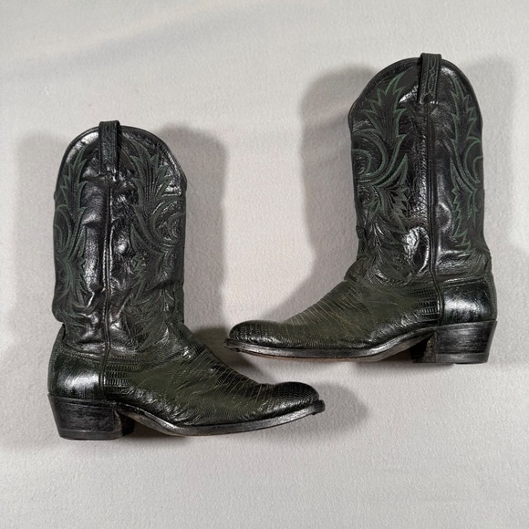 Dan Post Other - Vintage Dan Post Lizard Skin Cowboy Boots Mens 10.5 EW Black and Green Western